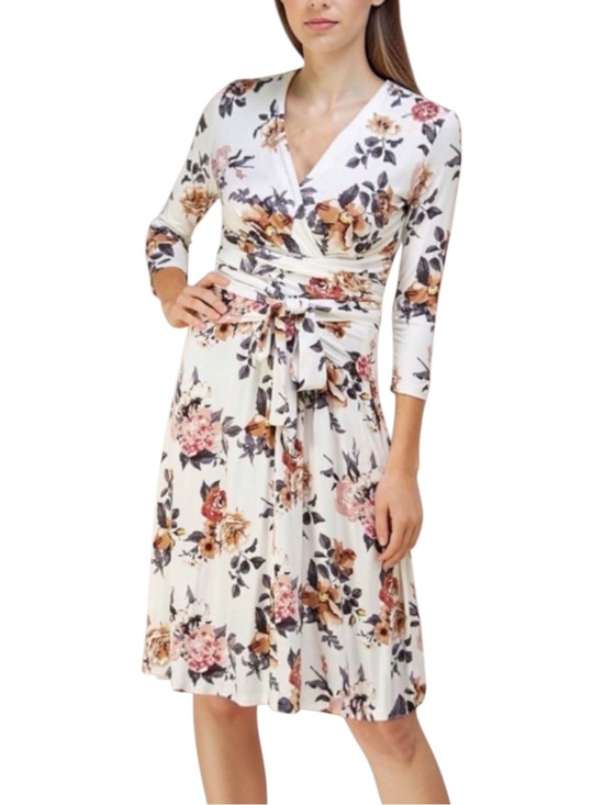 Les Amis Dresses & Skirts - NEW Vintage Floral Print 3/4 Sleeves Mock Wrap Dress Women’s Small